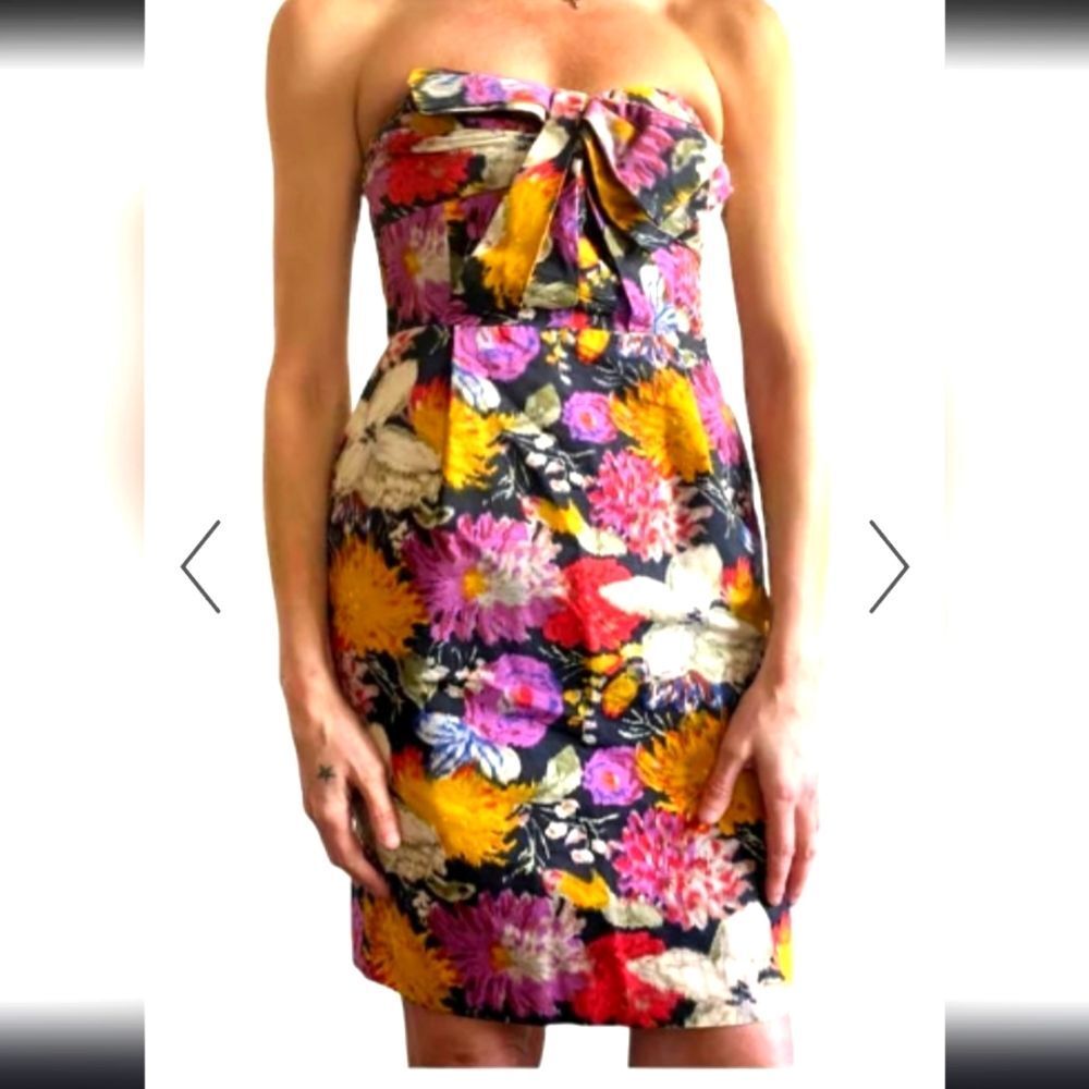 Moulinette Soeurs Purple Black Strapless Sheath Mini Dress